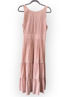 Pampelone Sleeveless Perla Midi Dress Tiered & Pintucked light pink EUC